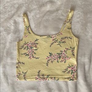Floral Pastel Yellow Crop Top